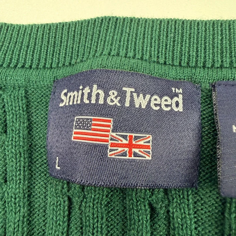 Smith & Tweed Mens Hunter Green Cable Knit Cotton Sweater Vest‎ Large NWT 325 - Picture 4 of 9